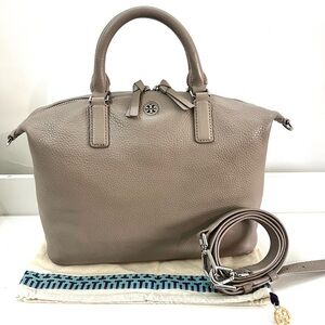 TORY BURCH Taupe Gray Brody Berkeley Fleming Marion Emerson Satchel Tote Bag